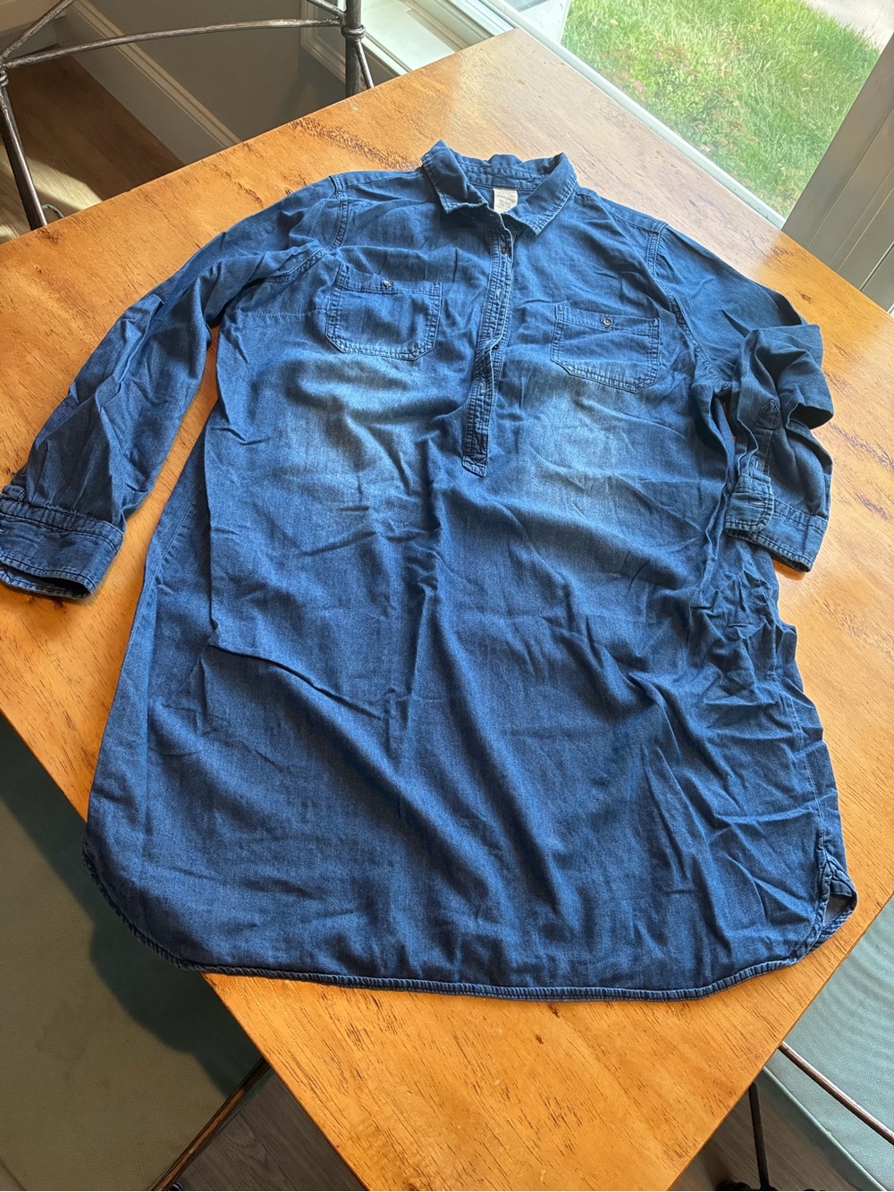 Faded Glory Blue Casual Long-Sleeve Button-Down Shirt